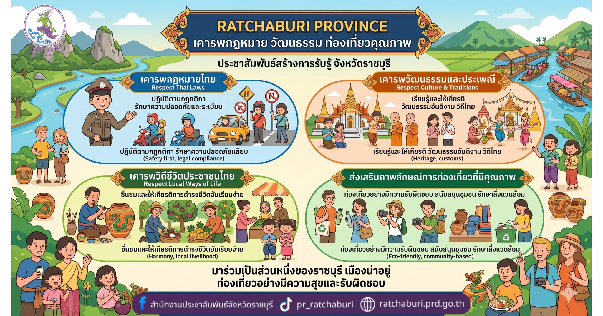 🌿 เที่ยวราชบุรีอย่างมีความสุข สนุกและใส่ใจ 💖 มาร่วมเป็นส่วนหนึ่งของ "ราชบุรี เมืองน่าอยู่" กันเถอะ!